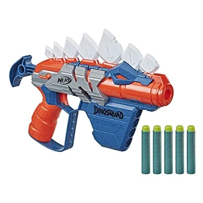 Image of Nerf DinoSquad Stegosmash Dart Blaster, 4 Storage, 5 Official Darts, Dinosaur Design, Stegosaurus Spikes 5010993800186