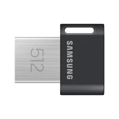 Image of Samsung FIT Plus USB Flash Drive Type A, 512GB, 400MB/s Read, 110MB/s Write, Compact 3.2 Memory Stick with Key Ring, Grey, MUF 512AB/APC