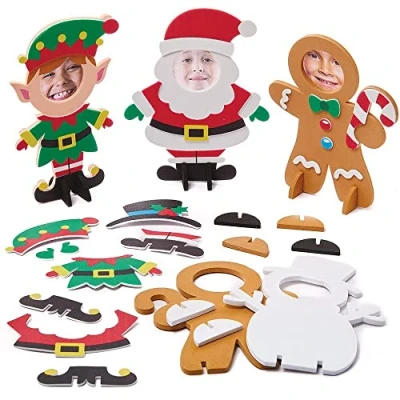 Image of Baker Ross FX379 Christmas Photo Frame Kits Pack of 5, Xmas Decoration Crafts for Kids, Foam Craft Kit