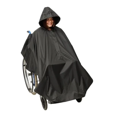 Image of Bramble Waterproof Wheelchair Poncho Cover Full Body Coverage, Windproof &amp; Protects from Rain, Universal Fit for Mobility Scooter Wheelchairs