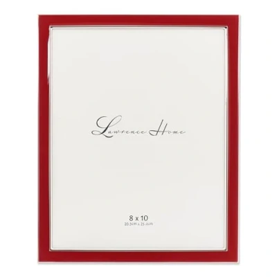 Image of Lawrence Frames Silver Plated 8 by 10 Metal with Red Enamel Picture Frame 8x10