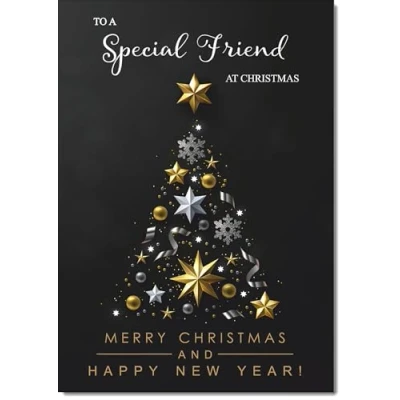 Image of doodlecards Special Friend Christmas Card Black Abstract Tree Large A4 Size for with Plain Envelope