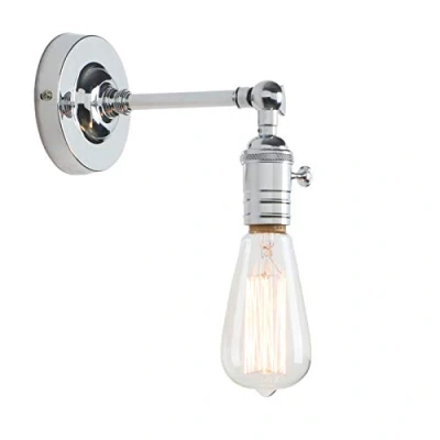 Image of Phansthy Industrial Wall Light with Switch Adjustable Arm Vintage Loft Lamp Indoor Sconce Lighting Fixtures E27 Socket (Chrome)