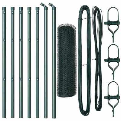 Image of vidaXL Hexagon Fence Green 0.8x10 m Steel
