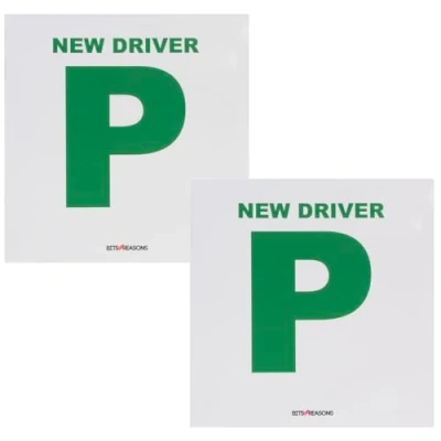 Image of BITS4REASONS PROFESSIONAL GRADE PAIR OF HEAVY DUTY FULL SHEET MAGNETIC P PLATES FOR NEW DRIVER SAME MATERIAL USED ON OUR OWN DRIVING SCHOOL CARS