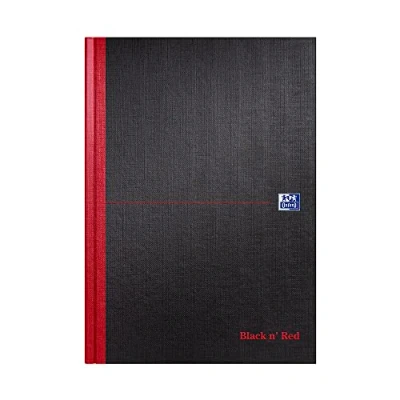Image of Oxford Black N&#039; Red 100080537 Single Cash Ruled Casebound Notebook, 192 Pages, Black, Red, A4