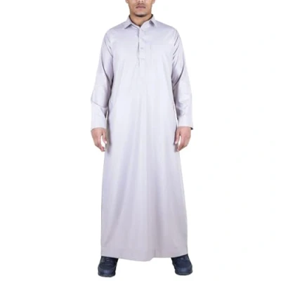 Image of TruClothing Mens Thobe Jubba Turn Down Collar Islamic Muslim Cotton Kaftan Dress Robe Arabic Cream L 56