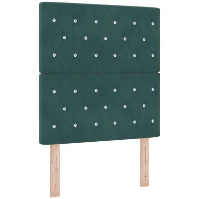 Image of vidaXL Box Spring Bed with Mattress &amp; LED Dark Green 80x200 cm Velvet