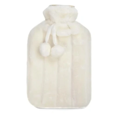 Image of KEPLIN Cosy Hot Water Bottle with Plush Cover &amp; Bobble Relieves Body Aches Pains, Washable Safe Durable Heating Pad Ideal Nights Gifts Large 2L (Cream)