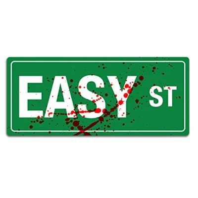 Image of WTF Easy Street Highway Sign Sticky Pads Metal Wall Plaque Art Inspirational