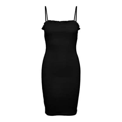 Image of PIECES Women&#039;s Pcluna Strap Dress Sa Bc, Black, S