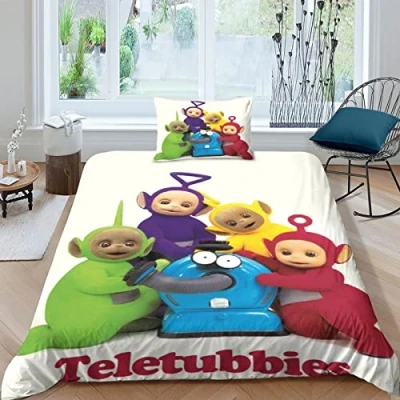 Image of BYTUGI Comforter Bedding Set for Kids Boys Girls Teletubbies Print Duvet Cover Microfiber 3D Printed Quilt Cover,Room Decor Single（135x200cm）