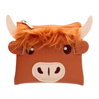 Image of Puckator Highland Coo Cow Fluffy Fringe PVC Purse Ladies Women&#039;s Womens Slim Purses Wallets Wallet for Women Coin Pouch Men Card Holder with Zip Small Cash Bag Bags UK