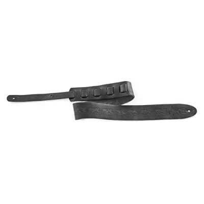 Image of Ovation guitar straps, Premium leather signature &quot;leaf&quot;, black