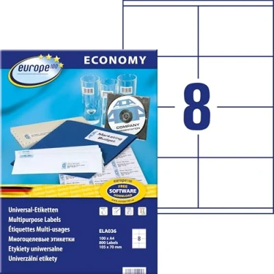 Image of Avery Zweckform ELA036 e100 Labels 105 x 70 mm 100 Sheets Laser Copy Inkjet