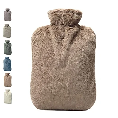 Image of BICAREE Hot Water Bottle with Cover, 2L PVC Bag for Neck, Shoulder Pain and Hand Feet Warmer, Menstrual Cramps, Compress Cold Therapy(Brown)