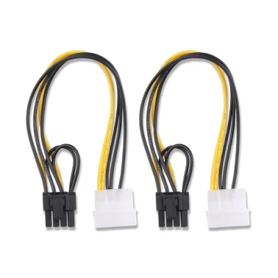 Image of ELFJMZP (2PCS 4 Pin plug to 8 (6+2) AI Card Molex Graphics Power Line PCI Express Male Adapter Converter Cable