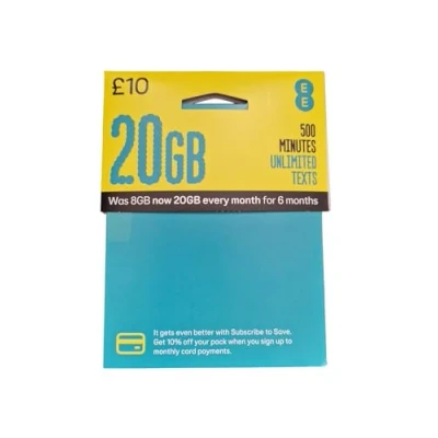 Image of EE 10 Pound Data Pack Pay As You Go SIM