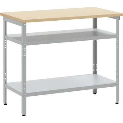 Image of vidaXL Work Table in Grey, 100x55x85 cm, Made of Steel and Engineered Wood