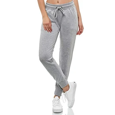 Image of Smith &amp; Solo women&#039;s jogging trousers, sports cotton sweat slim fit casual long training high waist fitness modern running gray, L