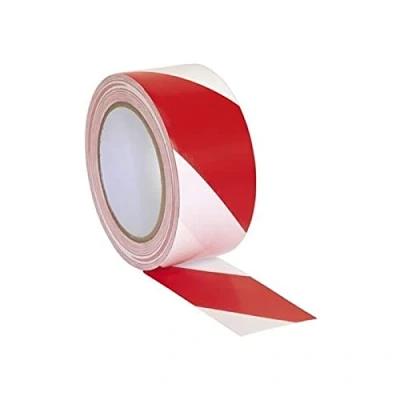 Image of Red/White Hazard Warning Tape Adhesive 48mm x 33m Barrier Marking Social Distancing Floor Caution 3 Roll