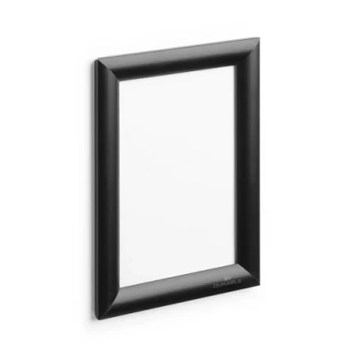 Image of Durable A5 Aluminium Snap Frames Wall Mounted Via Self Adhesive Pads or Screw Set Black Pack of 1 Optimal for Displaying Menus, Sales Events, etc