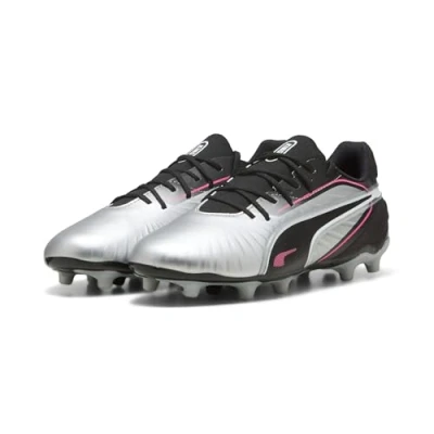 Image of PUMA King Match FG/AG JR Soccer Shoe, Silver Black Sun Struck White, 1 UK