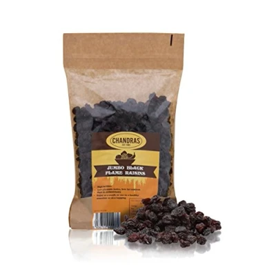 Image of Chandra Whole Foods Jumbo Black Raisins 500G Low GI for Snacking, Smoothies, Baking &amp; Cooking Gluten Free Vegan Friendly Dried Grapes, Rich in Potassium Antioxidants Fibre