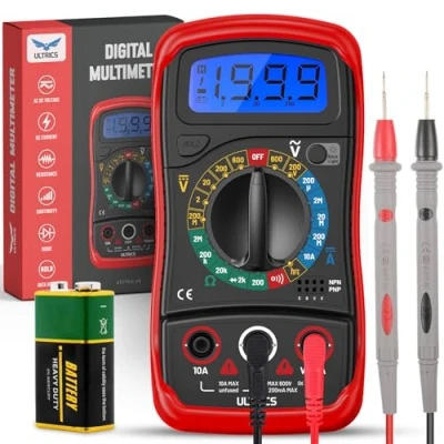 Image of ULTRICS Digital Multimeter Voltmeter Ammeter Ohmmeter with Test Leads, Multi Tester Measures OHM AC DC Voltage Current Resistance Circuit Continuity Diodes Electric Backlight LCD Display