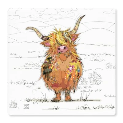 Image of the Leonardo Collection Hamish Highland Cow Single Ceramic Coaster Animal Statement Kichenware for Home by Bug Art