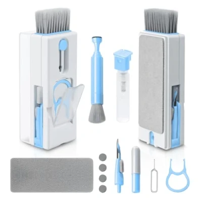 Image of Alyvisun 11 in 1 Laptop Cleaning Kit, Multifunctional Keyboard Cleaner Brush with Keycap Puller, for Tablet, Earphones, Computer, Blue