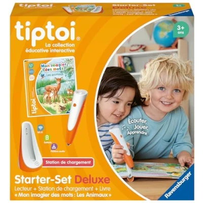 Image of Ravensburger Tiptoi® Starter Set Deluxe Reader + Charging Station Book My Picture of Words Animals Electronic Educational Game Without Screen For Ages 3 and Above French Version 00204