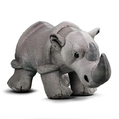 Image of Tobar 37563 Animigos Plüschtier Nashorn, Stofftier im realistischen, kuschelig weich, ca. 33 cm groß Animal Plush Rhino, Toy in Realistic, Cuddly Soft, Approx Tall, Assorted Designs and Colours, Small