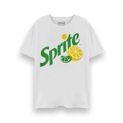 Image of Coca Cola Sprite Mens T Shirt Adults Original Logo Short Sleeve Graphic Tee in White Distressed Lemon Vintage Apparel Top