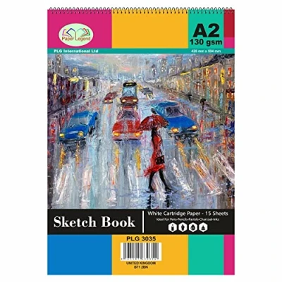 Image of A2 Spiral Sketch Pad 130 GSM Paper Sketchbook, Hardback (594 x 420 mm) 15 Sheets (A2)