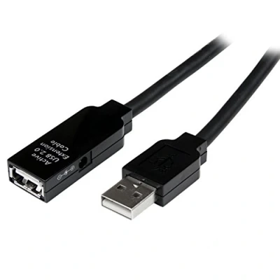 Image of StarTech.com 15m USB 2.0 Active Extension Cable M/F 15 meter Repeater Cord A Male to Female m, Black (USB2AAEXT15M)