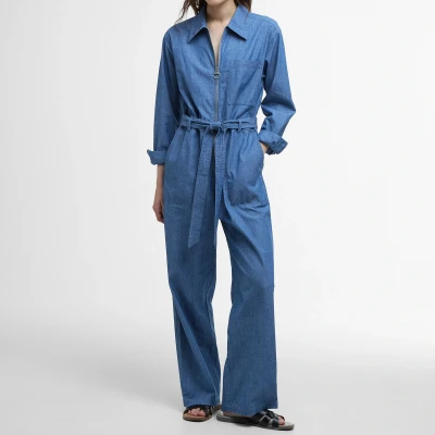 Image of Barbour Emmie Cotton Chambray Jumpsuit UK 10