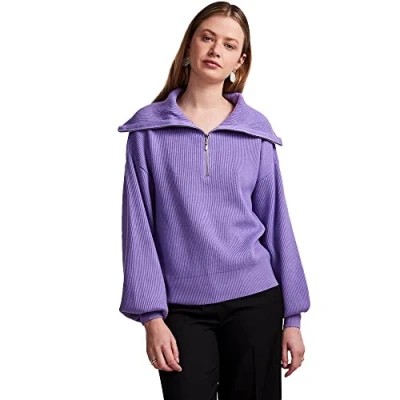 Image of YAS Women&#039;s Yasdeli LS Zip Knit Pullover S. Noos Sweater, Bougainvillea, XL