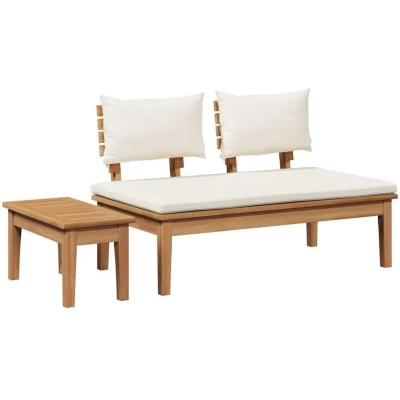 Image of vidaXL 2 Piece Garden Bench Set Solid Wood Teak