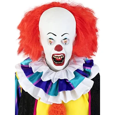 Image of Funidelia Pennywise Mask IT for men and women Horror Movies, Killer clown Accessories adults, fancy dress costumes &amp; props Halloween, carnival parties White