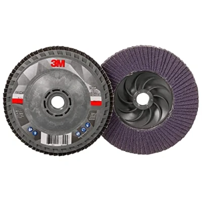 Image of 3M Flap Disc 769F, Type 27 Quick Change, 80+, 4 1/2 in x 5/8 11, High Performance Abrasive, Ceramic Precision Shaped Grain Grinding and Finishing Disc, Carbon Steel, Stainless Steel
