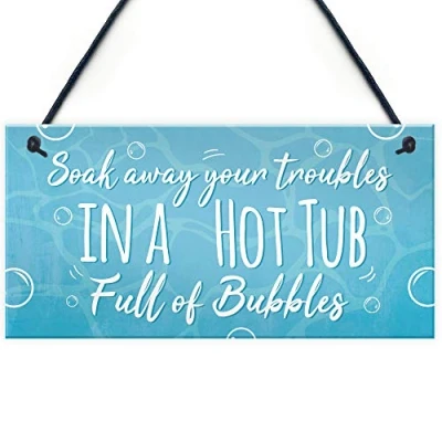 Image of RED OCEAN Soak Away Your Troubles Hot Tub Sign Garden Summer House Plaque Friendship Gift Pool Party