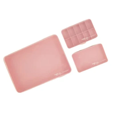 Image of Craftelier Set of 3 Storage and Organization Boxes for Scrapbooking Crafts Materials 2 Sizes: Large Box 26.5 x 17.8 4.2 cm Small 14.5 9.2 3.2 Pink