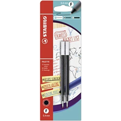 Image of STABILO Retractable Rollerball Pen PALETTE Refills Pack of 2 Black
