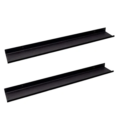 Image of MILUKA Set 2 Floating Shelf Black 110 cm Metal Shelves for Picture and Photo Bedroom, Kitchen Storage Bathroom in Home Decor Wall (2. Black)