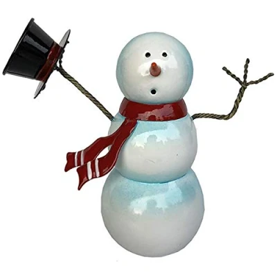 Image of Primus Miniature Metal Snowman Sculpture Christmas Decoration Ornament Gift, Multi