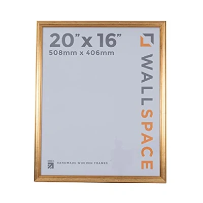 Image of Wall Space 20x16 Gold Frame Picture inches Photo Frames 16x20 Wooden made from SOLID WOOD with REAL GLASS