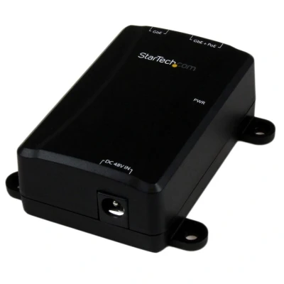 Image of StarTech.com 1 Port Gigabit Midspan PoE+ Injector 802.3at and 802.3af Wall Mountable Power over Ethernet Adapter (POEINJ1GW)