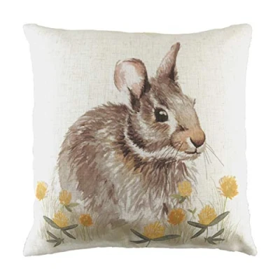 Image of Evans Lichfield Woodland Hare Cushion Cover, White, 43 x 43cm