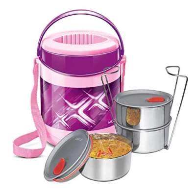 Image of MILTON Lunch Box For Office Econa Delux 3 Container Hot (Purple)